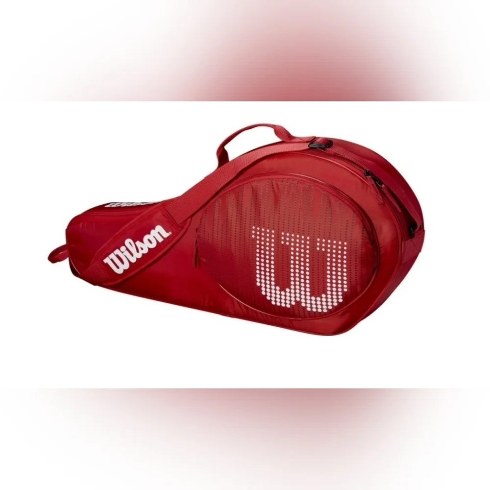 Wilson Advantage 3 Pack Tennis Racket Bag Red White Holds 3 Racquets Shoulder - Picture 3 of 8